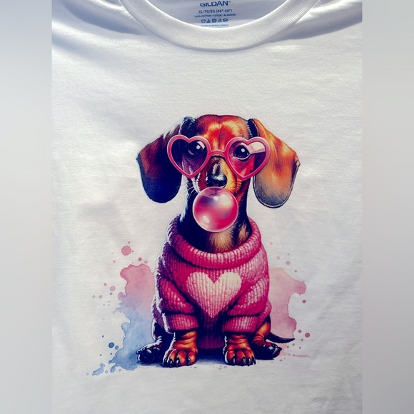 New Cute Dachshund Dog T-Shirt - White - Picture 2 of 3